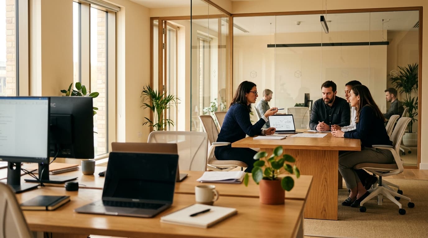 Recruitment consultants reviewing candidate shortlists at Talenty Consulting's Bengaluru office